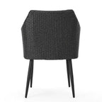 Sedie da Pranzo da Esterno, Set di 2 Sedie da Pranzo da Giardino, Poltrone in Rattan PE per Tutte le Stagioni, Sedie in Vimini da Giardino con Telaio in Ferro Resistente per Balcone