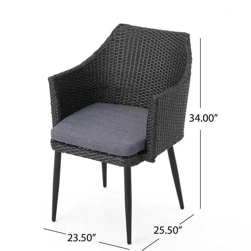 Sedie da Pranzo da Esterno, Set di 2 Sedie da Pranzo da Giardino, Poltrone in Rattan PE per Tutte le Stagioni, Sedie in Vimini da Giardino con Telaio in Ferro Resistente per Balcone