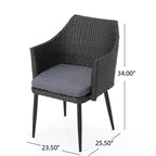 Sedie da Pranzo da Esterno, Set di 2 Sedie da Pranzo da Giardino, Poltrone in Rattan PE per Tutte le Stagioni, Sedie in Vimini da Giardino con Telaio in Ferro Resistente per Balcone