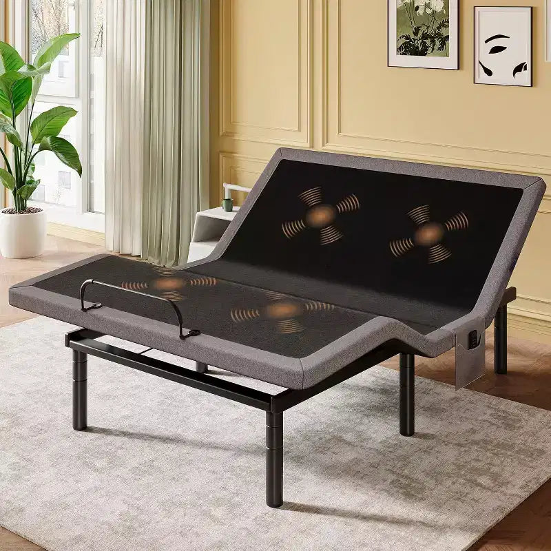 Queen Size Adjustable Bed Frame with Massage, Zero Clearance and Zero Gravity Mode, Electric Bed with Head and Foot Incline, Wireless Remote