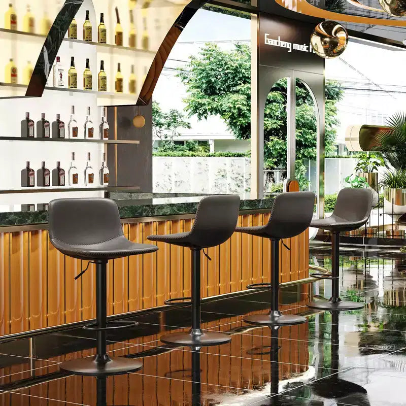 Set moderno di 2 sgabelli da bar piccoli in similpelle imbottita con schienale e base robusta, sedie girevoli regolabili in altezza per bancone