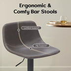 Set moderno di 2 sgabelli da bar piccoli in similpelle imbottita con schienale e base robusta, sedie girevoli regolabili in altezza per bancone