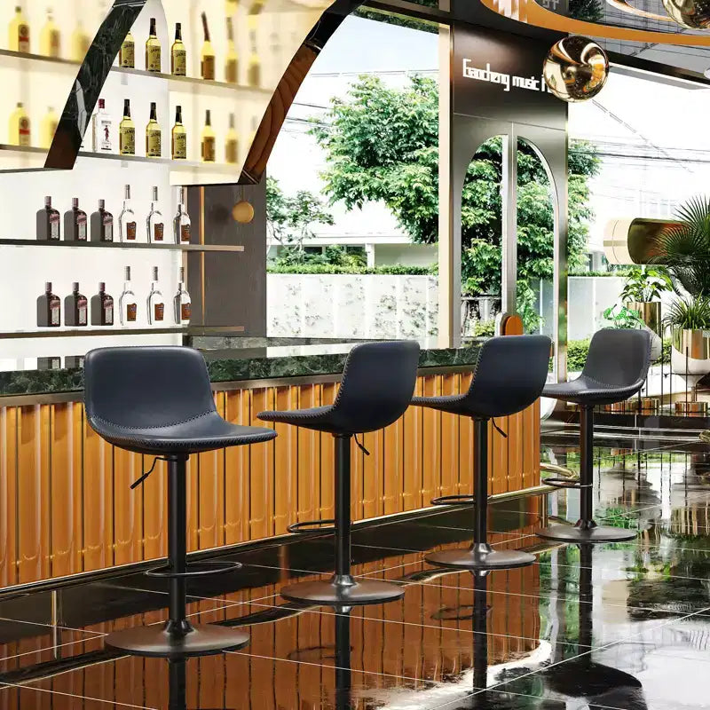 Set moderno di 2 sgabelli da bar piccoli in similpelle imbottita con schienale e base robusta, sedie girevoli regolabili in altezza per bancone
