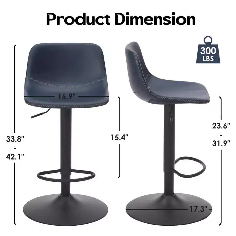 Set moderno di 2 sgabelli da bar piccoli in similpelle imbottita con schienale e base robusta, sedie girevoli regolabili in altezza per bancone