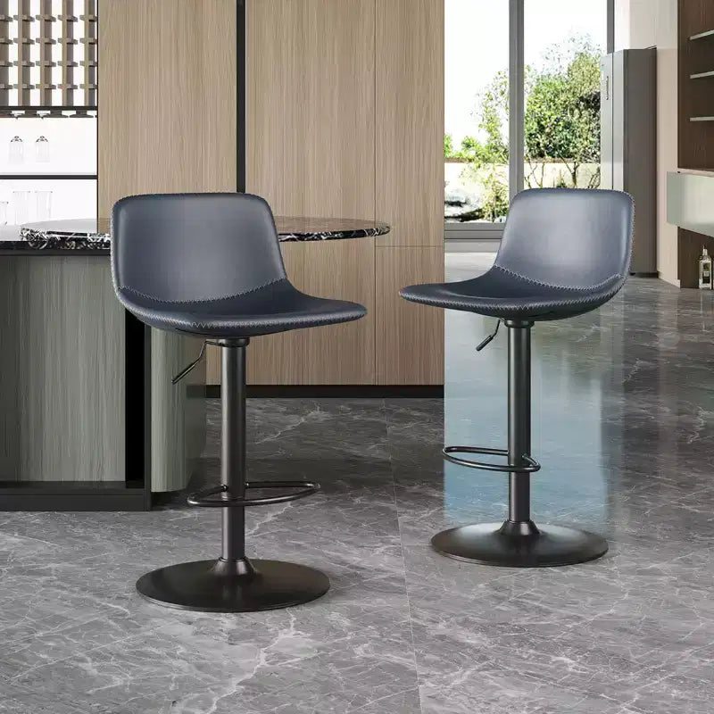 Set moderno di 2 sgabelli da bar piccoli in similpelle imbottita con schienale e base robusta, sedie girevoli regolabili in altezza per bancone