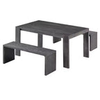 Set da Pranzo Semplice in Stile Rustico, Tavolo da Pranzo e 2 Panche, per Sala da Pranzo, Cucina e Soggiorno