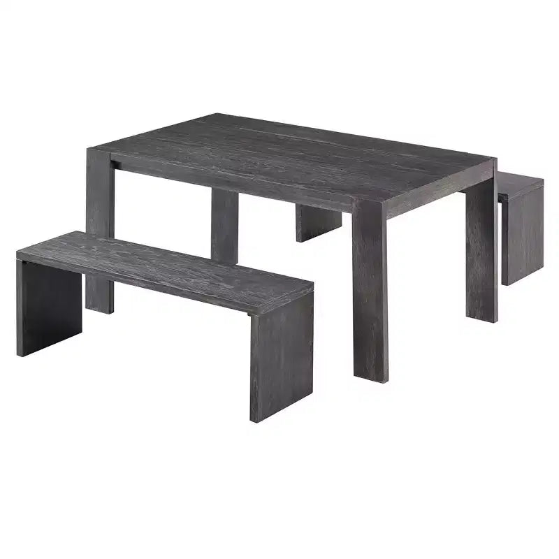 Set da Pranzo Semplice in Stile Rustico, Tavolo da Pranzo e 2 Panche, per Sala da Pranzo, Cucina e Soggiorno
