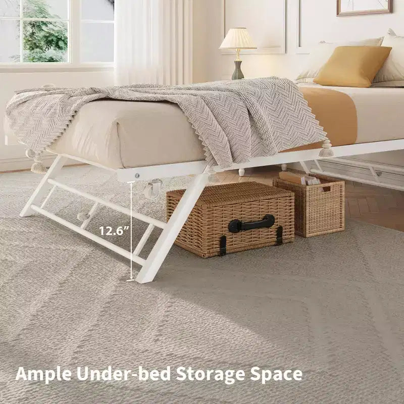 Letto gemello a scomparsa con ruote bloccabili - Struttura letto pieghevole in metallo a scomparsa per camera da letto, camera degli ospiti e soggiorno