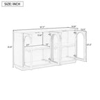 Mobile da Buffet a 4 Ante Grande con Ante in Vetro, Mobile Ad Arco con Ripiani Regolabili per Cucina, Sala da Pranzo