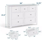 Cassettiera a 7 cassetti, larghezza 137 cm, per camera da letto, moderna cassettiera con contenitori profondi, organizer per vestiti per soggiorno, corridoio