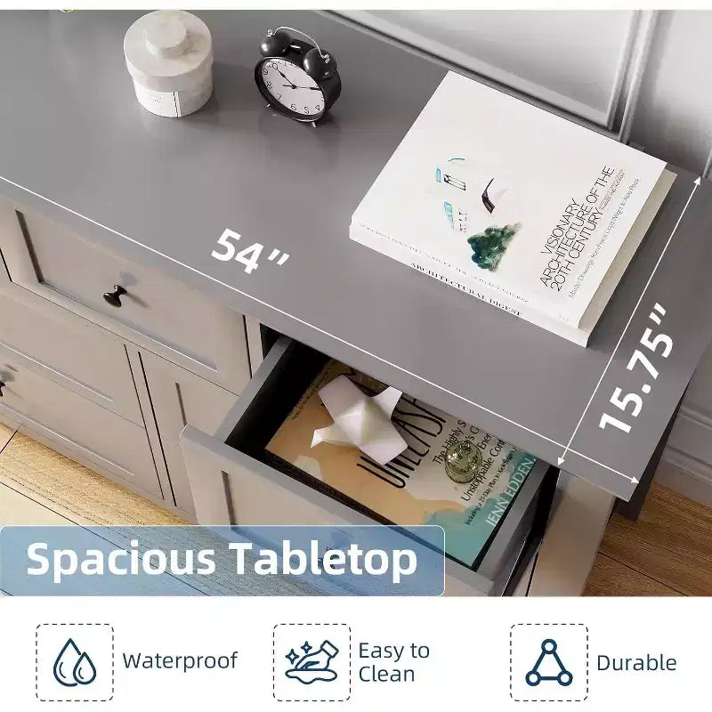 Cassettiera a 7 cassetti, larghezza 137 cm, per camera da letto, moderna cassettiera con contenitori profondi, organizer per vestiti per soggiorno, corridoio