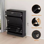 Scarpiera a 42 scanalature, mobile portascarpe alto e stretto nero con 2 cassetti a ribalta e cassetto superiore per l'ingresso