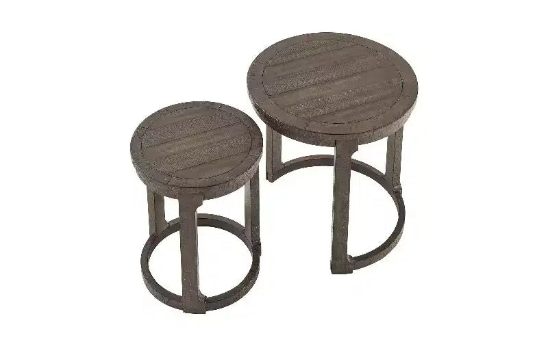 Set di 2 tavolini rotondi a diverse altezze, tavolino centrale in legno massello e MDF, tavolino d'appoggio artistico curvo per soggiorno e camera da letto