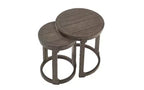 Set di 2 tavolini rotondi a diverse altezze, tavolino centrale in legno massello e MDF, tavolino d'appoggio artistico curvo per soggiorno e camera da letto