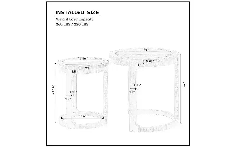 Set di 2 tavolini rotondi a diverse altezze, tavolino centrale in legno massello e MDF, tavolino d'appoggio artistico curvo per soggiorno e camera da letto