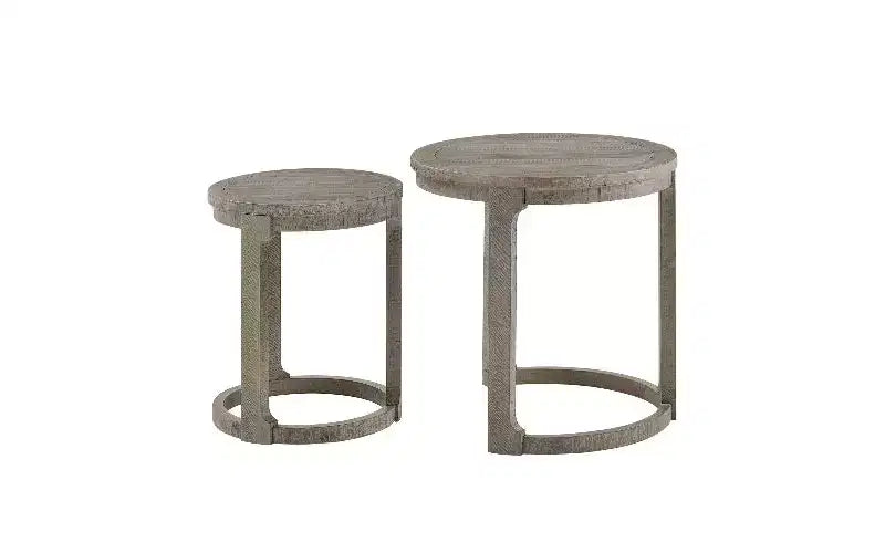Set di 2 tavolini rotondi a diverse altezze, tavolino centrale in legno massello e MDF, tavolino d'appoggio artistico curvo per soggiorno e camera da letto