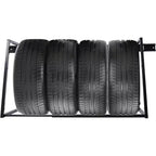 Scaffale da garage regolabile per impieghi gravosi - Porta pneumatici multiplo per organizzare il garage (Nero, 64.5*28*28 pollici)