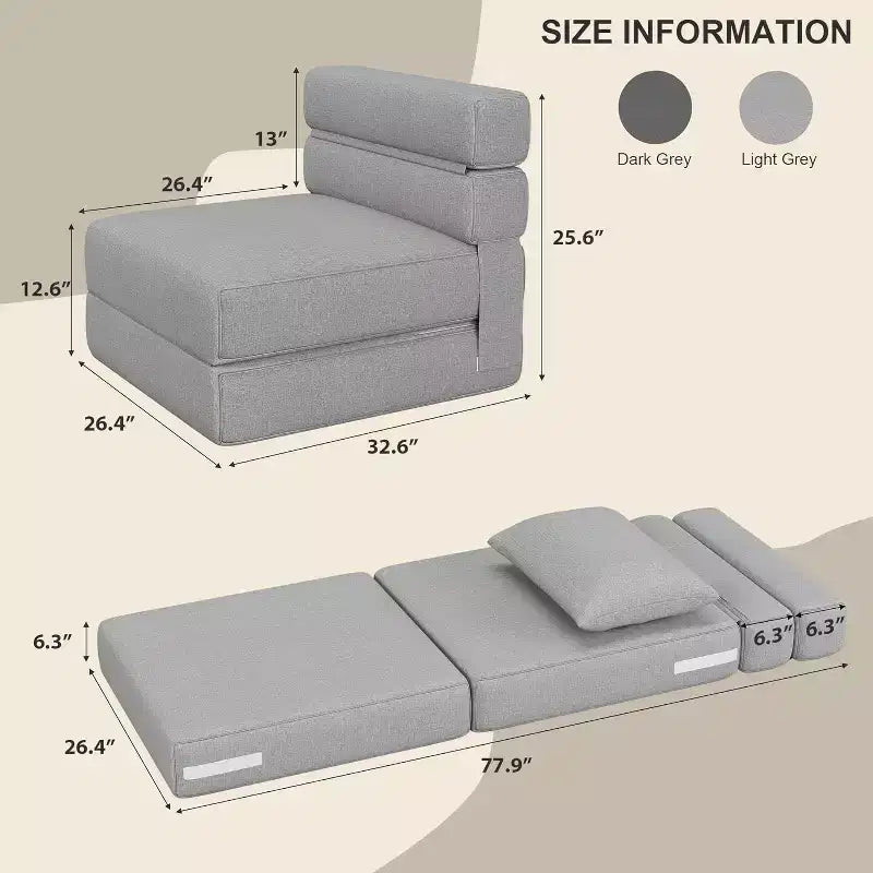 Divano Letto Pieghevole Moderno e Confortevole con Cuscino Aggiornato, Poltrona Letto Convertibile, Divano Letto Pieghevole in Memory Foam Comodo per Casa, Ufficio