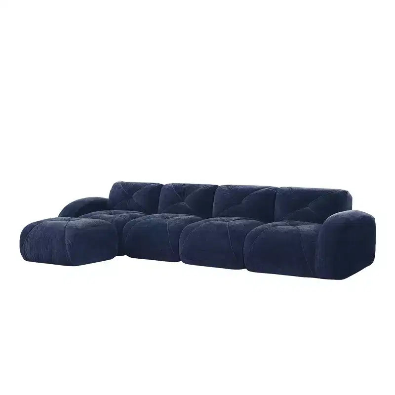 Tessuto in morbido velluto a forma di L, spugna inferiore ad alta densità 32D, design ergonomico inferiore, design antiscivolo, pouf mobile