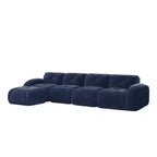 Tessuto in morbido velluto a forma di L, spugna inferiore ad alta densità 32D, design ergonomico inferiore, design antiscivolo, pouf mobile