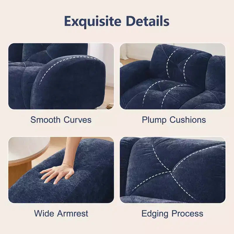 Tessuto in morbido velluto a forma di L, spugna inferiore ad alta densità 32D, design ergonomico inferiore, design antiscivolo, pouf mobile