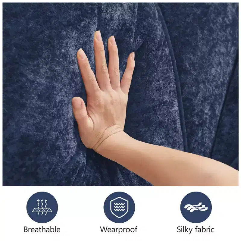 Tessuto in morbido velluto a forma di L, spugna inferiore ad alta densità 32D, design ergonomico inferiore, design antiscivolo, pouf mobile