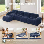 Tessuto in morbido velluto a forma di L, spugna inferiore ad alta densità 32D, design ergonomico inferiore, design antiscivolo, pouf mobile