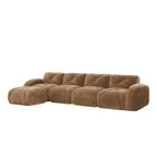 Tessuto in morbido velluto a forma di L, spugna inferiore ad alta densità 32D, design ergonomico inferiore, design antiscivolo, pouf mobile