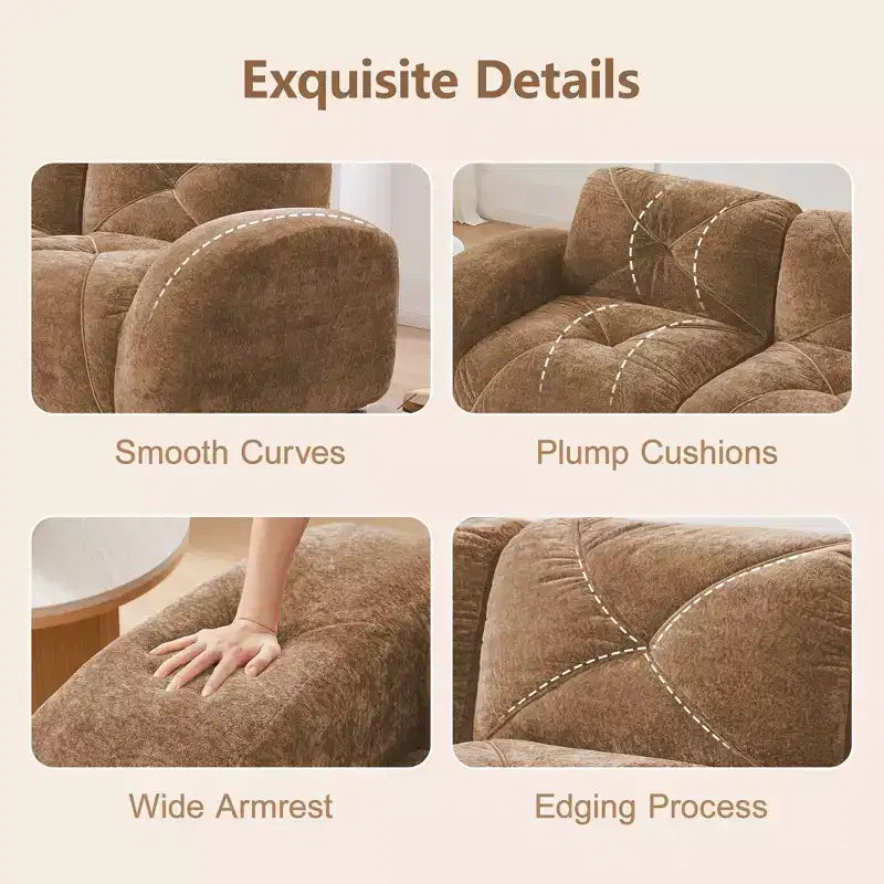 Tessuto in morbido velluto a forma di L, spugna inferiore ad alta densità 32D, design ergonomico inferiore, design antiscivolo, pouf mobile