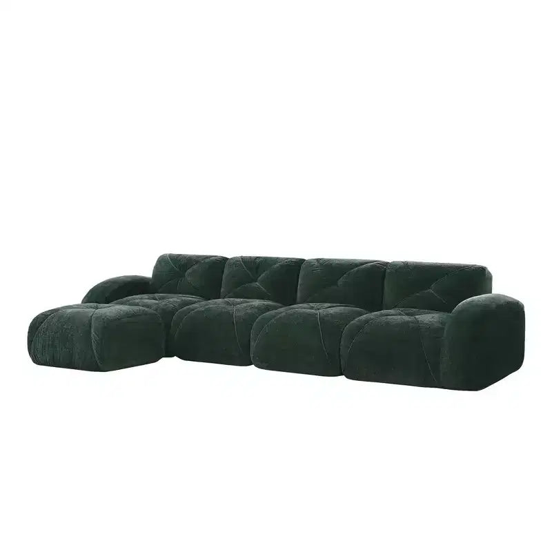 Tessuto in morbido velluto a forma di L, spugna inferiore ad alta densità 32D, design ergonomico inferiore, design antiscivolo, pouf mobile