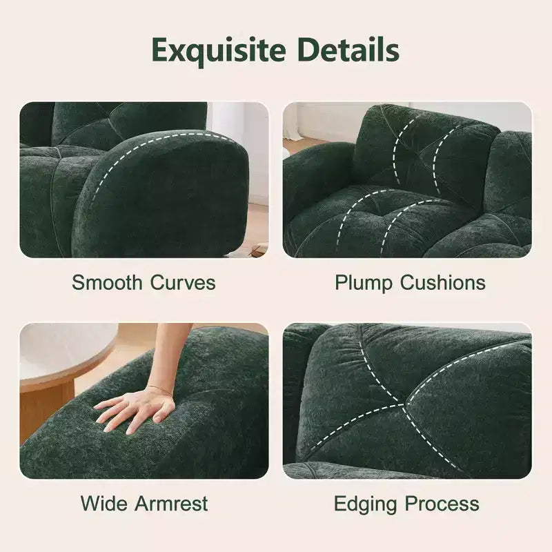 Tessuto in morbido velluto a forma di L, spugna inferiore ad alta densità 32D, design ergonomico inferiore, design antiscivolo, pouf mobile