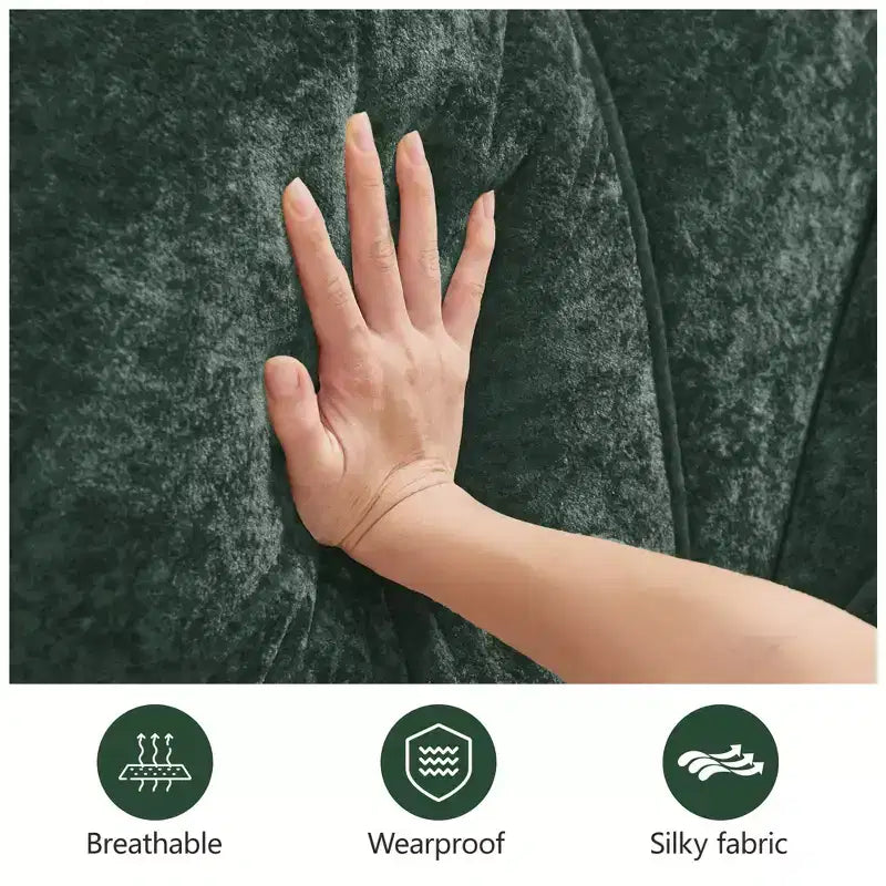 Tessuto in morbido velluto a forma di L, spugna inferiore ad alta densità 32D, design ergonomico inferiore, design antiscivolo, pouf mobile