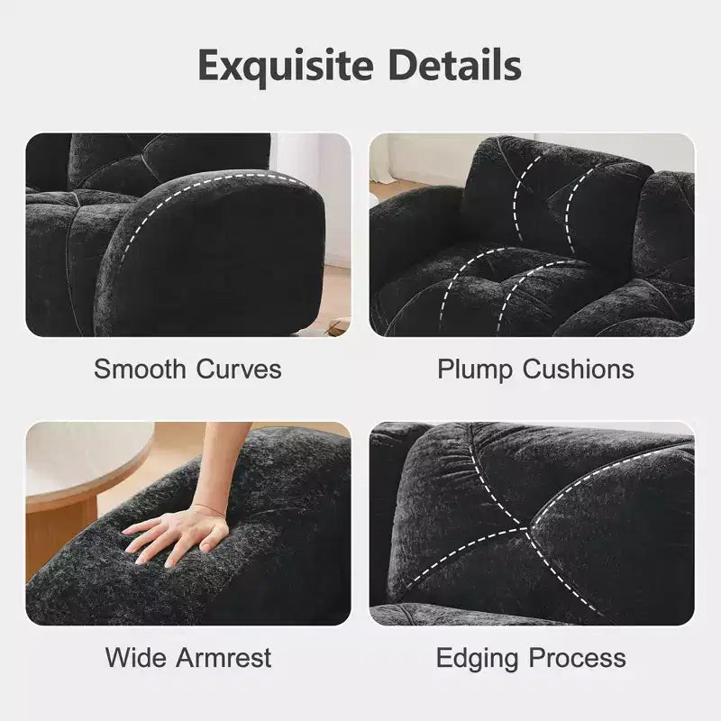 Tessuto in morbido velluto a forma di L, spugna inferiore ad alta densità 32D, design ergonomico inferiore, design antiscivolo, pouf mobile