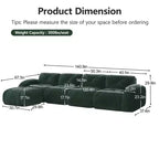 Tessuto in morbido velluto a forma di L, spugna inferiore ad alta densità 32D, design ergonomico inferiore, design antiscivolo, pouf mobile