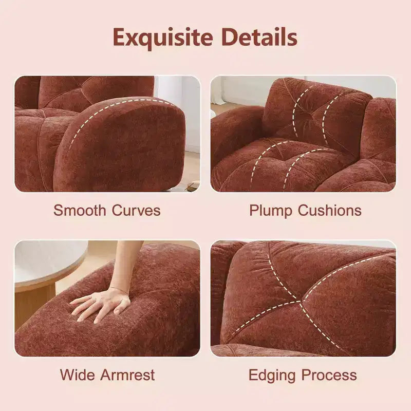 Tessuto in morbido velluto a forma di L, spugna inferiore ad alta densità 32D, design ergonomico inferiore, design antiscivolo, pouf mobile