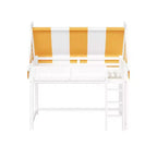 Letto a soppalco per bambini con dosso, luci LED e libreria, misura doppia/matrimoniale