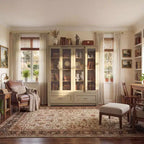 Libreria Espositiva con Finitura Rovere Chiaro: Larghezza 63 cm, Ante Scorrevoli in Vetro + Cassetti Contenitori, Organizer Capiente per Studi e Soggiorni