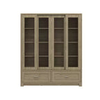 Libreria Espositiva con Finitura Rovere Chiaro: Larghezza 63 cm, Ante Scorrevoli in Vetro + Cassetti Contenitori, Organizer Capiente per Studi e Soggiorni