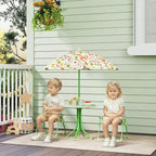 Set di tavolo e sedie pieghevoli da picnic per bambini con ombrellone rimovibile, mobili da esterno