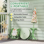 Set di tavolo e sedie pieghevoli da picnic per bambini con ombrellone rimovibile, mobili da esterno