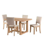 Tavolo da pranzo in legno in stile transizionale con sedie imbottite