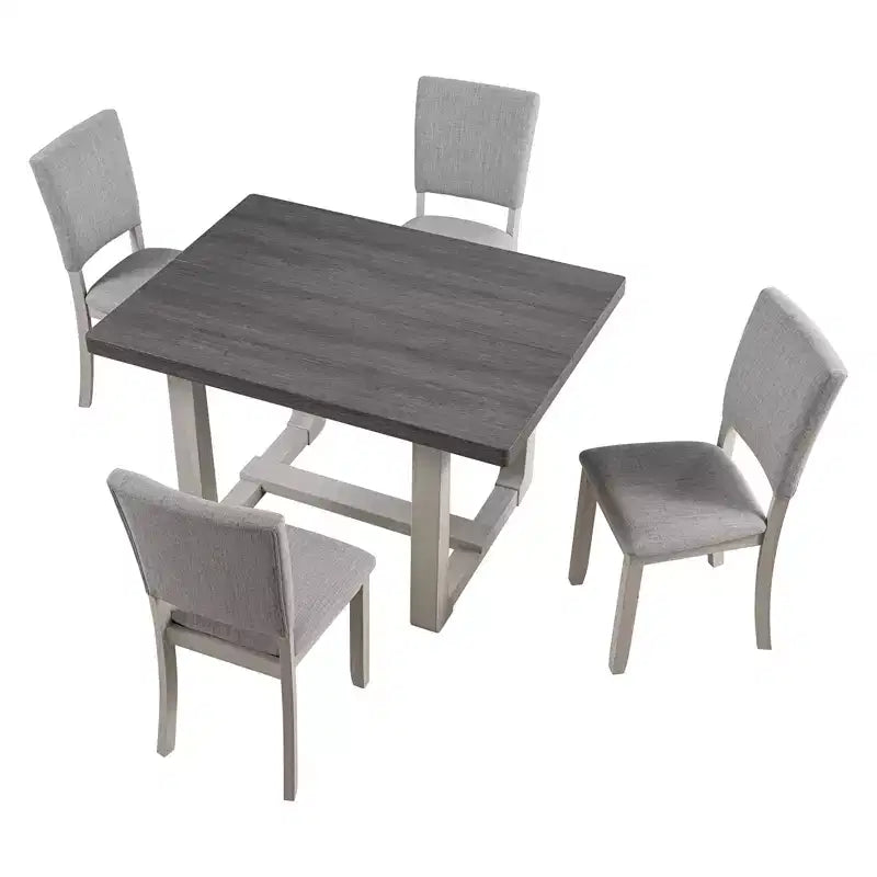 Tavolo da pranzo in legno in stile transizionale con sedie imbottite