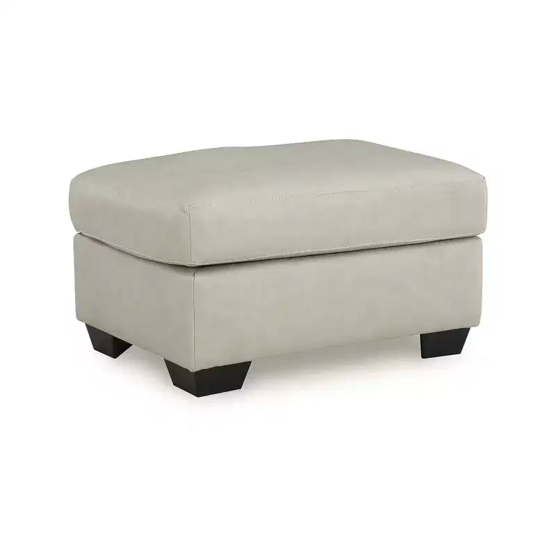 Poggiapiedi, Cuscino in pelle di prima qualità, Grigio osso