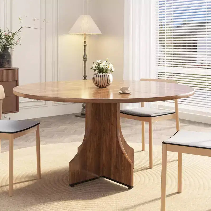 Tavolo da pranzo rotondo da 47 pollici per 4-6 persone, tavolo da cucina rustico in legno con base a piedistallo per appartamento e sala da pranzo piccola