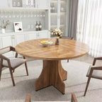Tavolo da pranzo rotondo da 47 pollici per 4-6 persone, tavolo da cucina rustico in legno con base a piedistallo per appartamento e sala da pranzo piccola