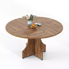 Tavolo da pranzo rotondo da 47 pollici per 4-6 persone, tavolo da cucina rustico in legno con base a piedistallo per appartamento e sala da pranzo piccola