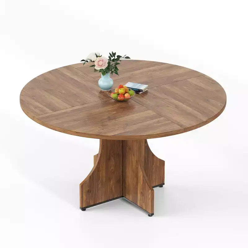 Tavolo da pranzo rotondo da 47 pollici per 4-6 persone, tavolo da cucina rustico in legno con base a piedistallo per appartamento e sala da pranzo piccola