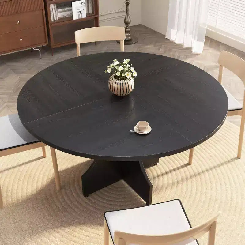 Tavolo da pranzo rotondo da 47 pollici per 4-6 persone, tavolo da cucina rustico in legno con base a piedistallo per appartamento e sala da pranzo piccola