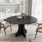 Tavolo da pranzo rotondo da 47 pollici per 4-6 persone, tavolo da cucina rustico in legno con base a piedistallo per appartamento e sala da pranzo piccola