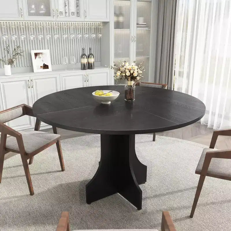 Tavolo da pranzo rotondo da 47 pollici per 4-6 persone, tavolo da cucina rustico in legno con base a piedistallo per appartamento e sala da pranzo piccola